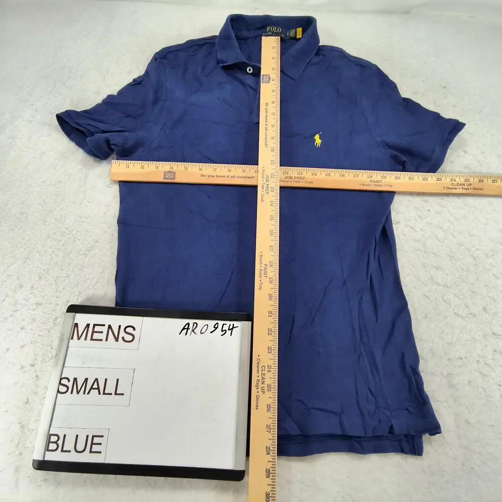 Polo Ralph Lauren Classic Fit Collared Polo Shirt Mens Size Small S Blue Yellow